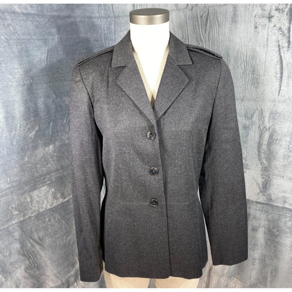 Linda Allard Ellen Tracy Wool Blazer Jacket Women 10P Petite Gray Heather Career